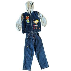 Vintage Bob The Builder denim jacket and jeans pants size 7